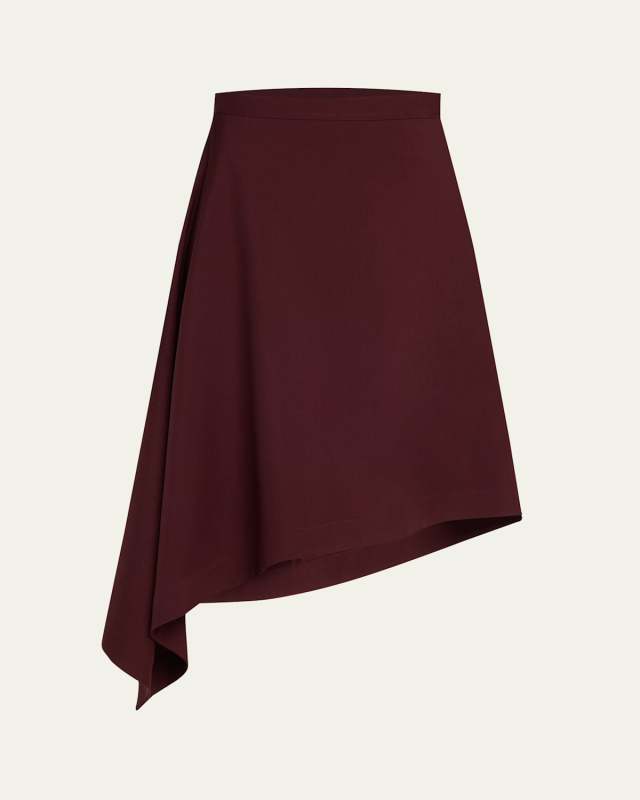 Asymmetric Light Sartorial Wool Midi Skirt